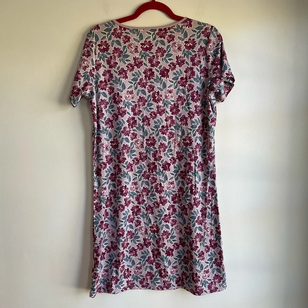 L.L. Bean Supima Cotton Floral Short Sleeve Nightgown Size M - Picture 3 of 5